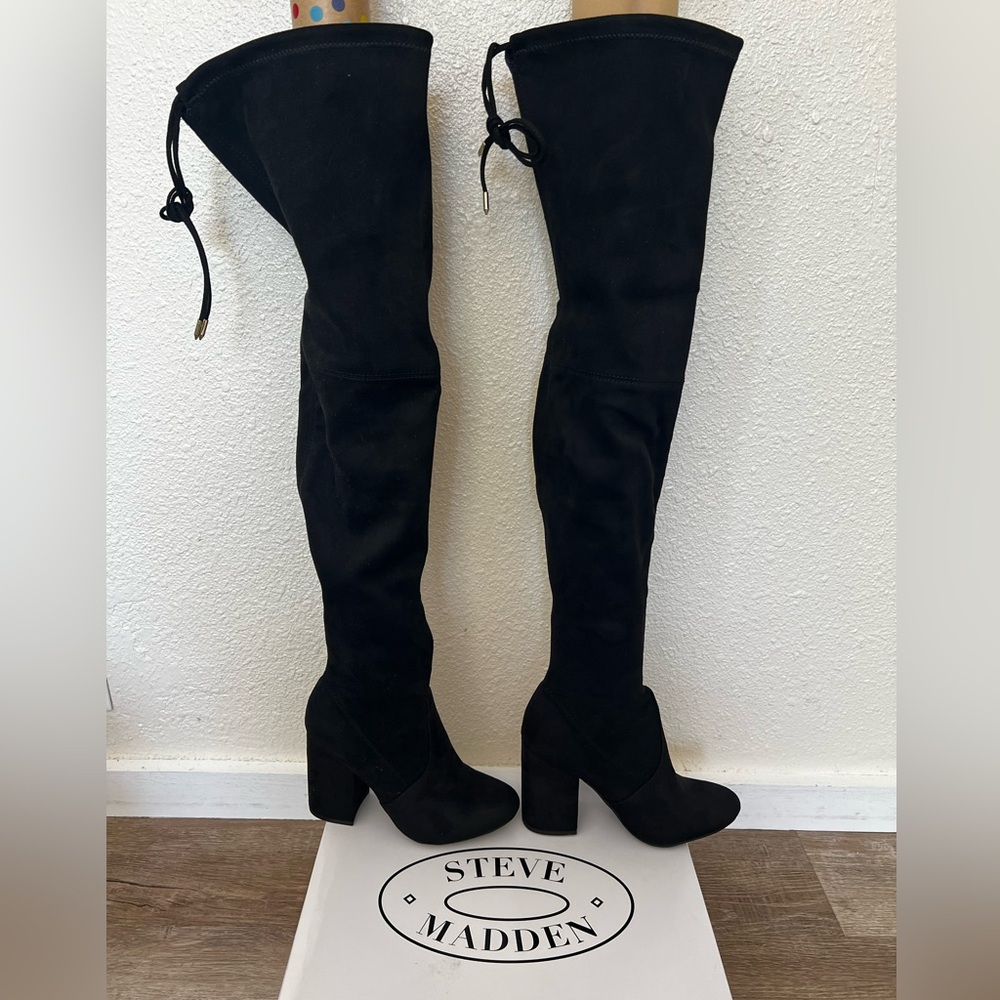Steve Madden Black Suede Over-the-Knee Norri Boots Size 5.5W